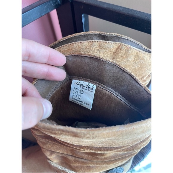 VINTAGE LEATHERCRAFT suede cowboy boots sz 9 - Picture 6 of 11